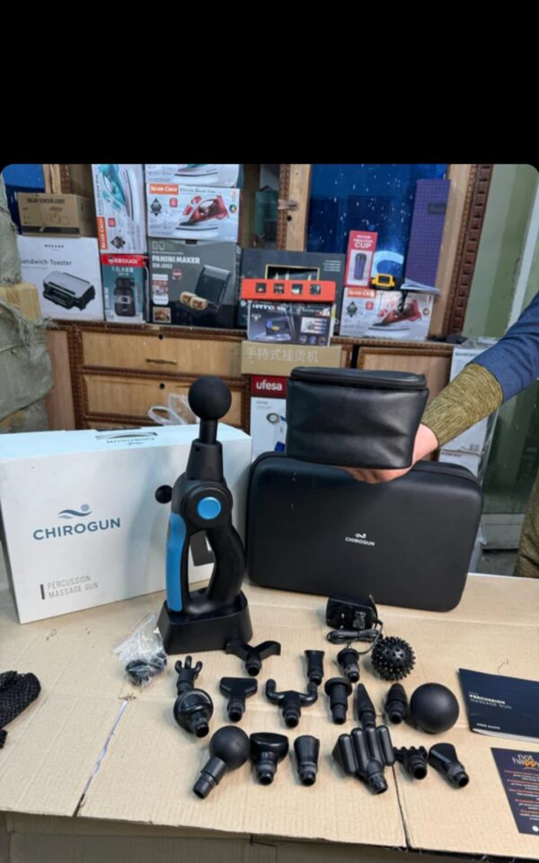 AMZON LOT Chirogun Percussion Massage Gun With 17 Heads & 4 Speed