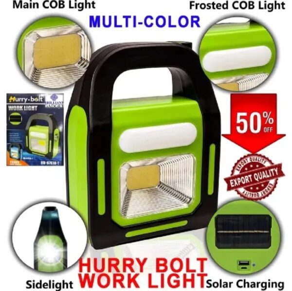 Genuine LED Work Light Hurry Bolt Work Lamp Solar Flashlight Rechargeable Emergency torch Lumens COB 3 Lights Spotlights Built-in Battery