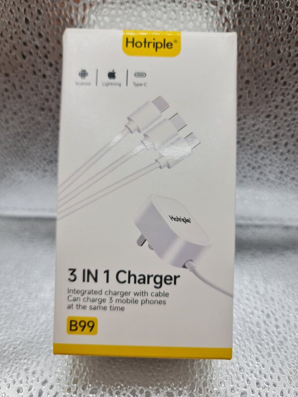 Hotriple 3-in-1 integrated charger with a cable, model B99.